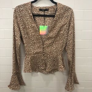 Leopard Print Peplum Blouse